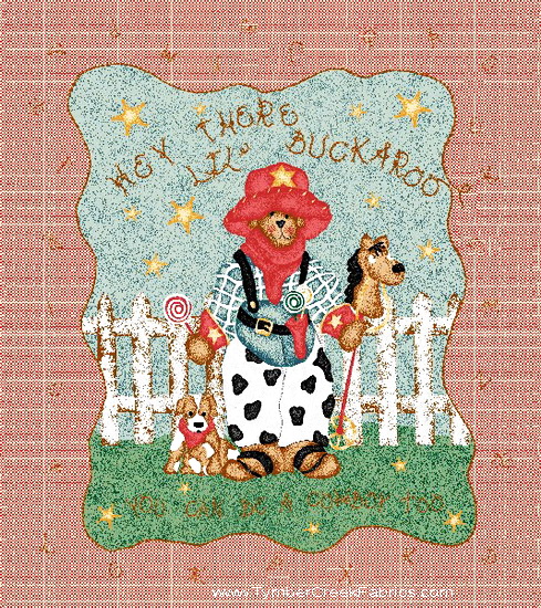 Lil' Buckaroo Be Cowboy Too Quilt Fabric Panel <font color=Red>