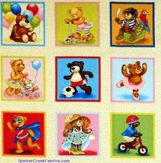 Teddy Bears At Play Patches Fabric