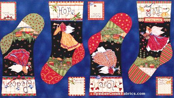 Angels From Above Stockings Fabric Panel
