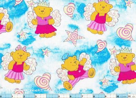 King Queen Angel Bears Clouds Fabric