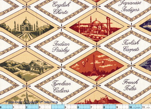 Around the World~Scenes Fabrics 2yd8"  2 pcs
