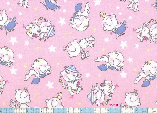 Messy Baby Stars Pink Flannel