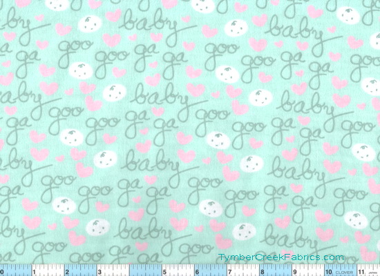 Goo-Gaa Baby Faces Mint Flannel