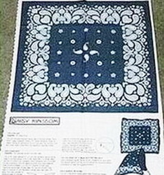Bandana Blue Leaf Fabric Panel
