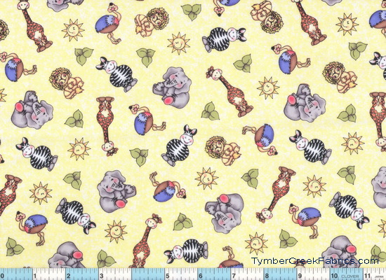 Bazooples Animals Yellow Fabric