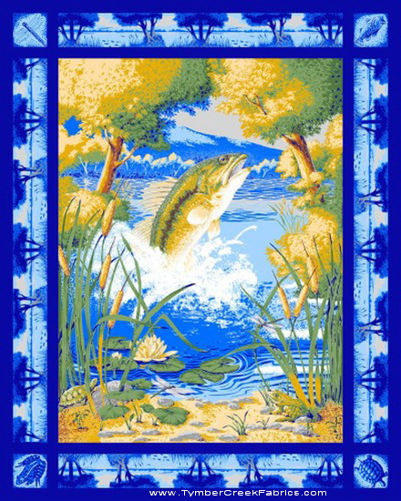 Bass Lake Fishing Fabric Wall Panel