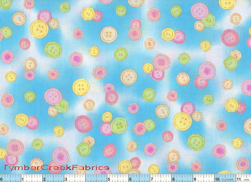 Bedtime Bear Pastel Buttons Fabric