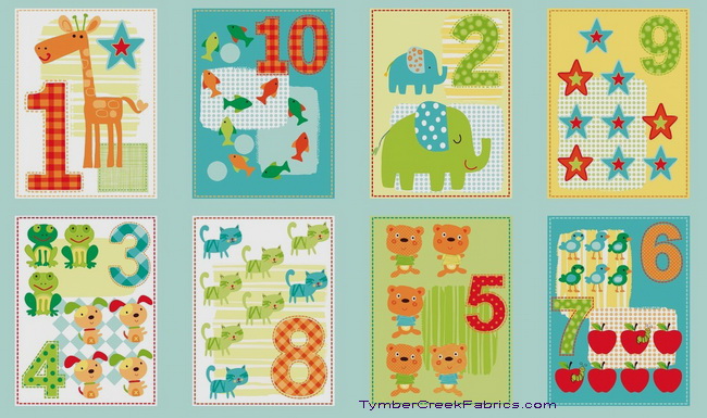 Best Friends Animal Numbers Blocks Fabric