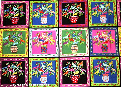 Bird Tree Susan Sargent Vases Fabric Blocks