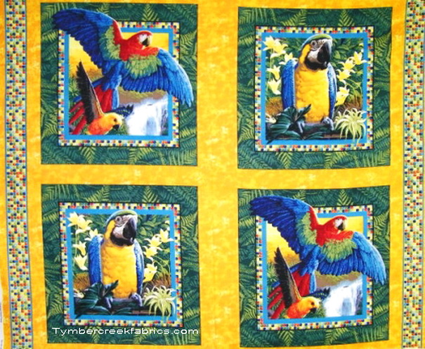 Birds of Paradise 4 Pillows Fabric Panels