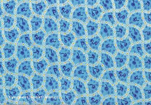 Blue Purple Flower Chain Cotton Fabric