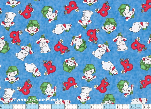 B is for Buggles Whimsical Bunny Fabric <font color=Red> SALE