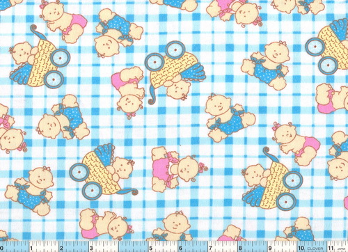 Baby Buggy Blue Check Flannel
