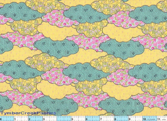 Flower Clouds Gold Glitter