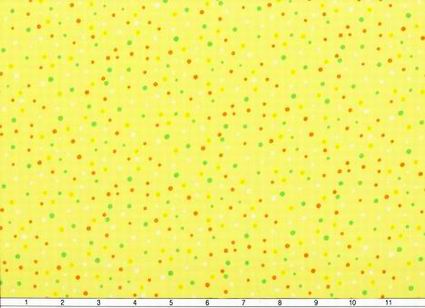 Confetti Green Coral Dots Yellow Field Fabric