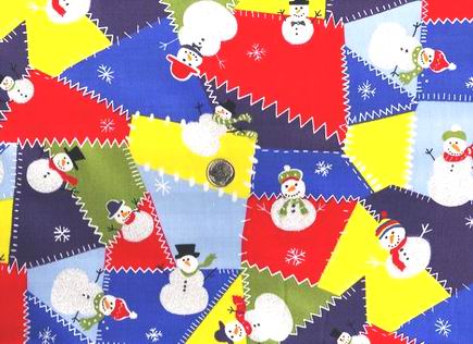 Crazy Patch Snowman Red Navy Yellow
