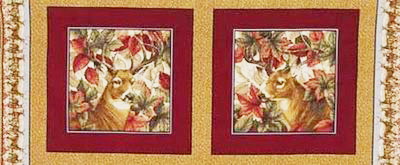 Deer Run Forest Fauna Fabric 2 Panels