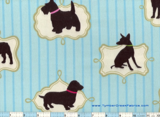 Best Friends Dogs Blue Stripe Flannel