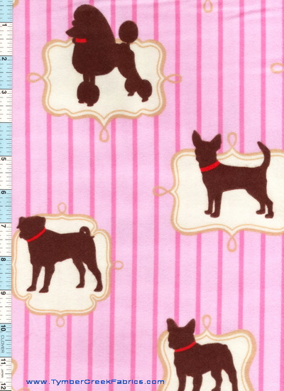 Best Friends Dogs Pink Stripe Flannel