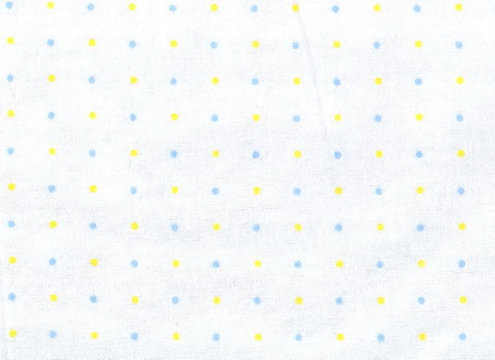 Dots Yellow Blue on White Flannel