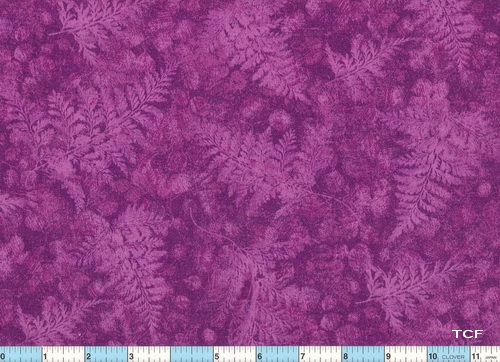 Fresco Fern Leaves Medium Wine 32" Fabric