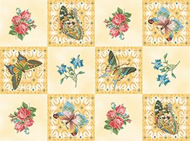 Butterflies Flutter Fantasy Floral Beige Cream