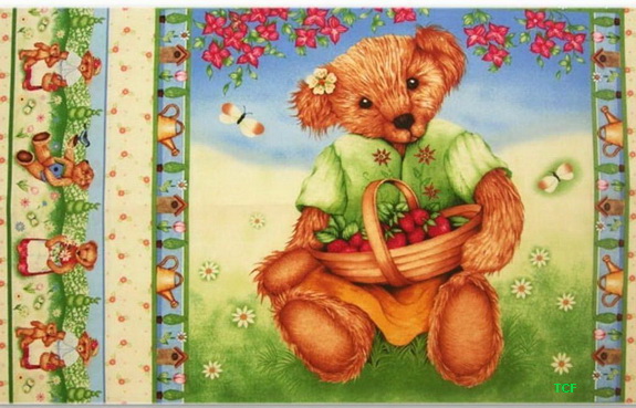 Garden Bear Strawberry Basket 2 Panels