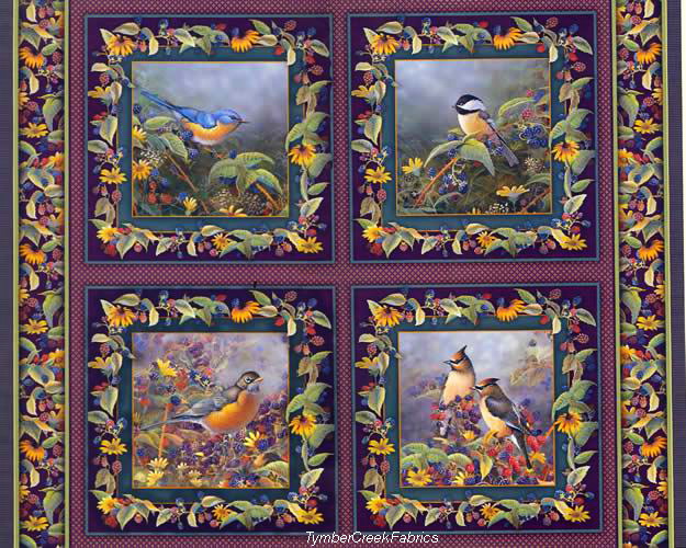 Garden Wings Birds Berries Pillow 4Panel
