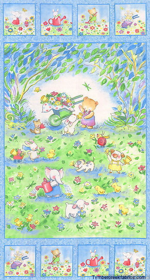 Gardening Forest Friends Panel cotton or flannel