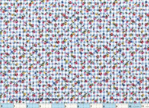 Gingham Blue Pink Flower