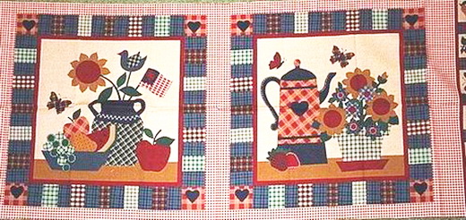 Americana Kitchen Gingham Fabric 4 Panels