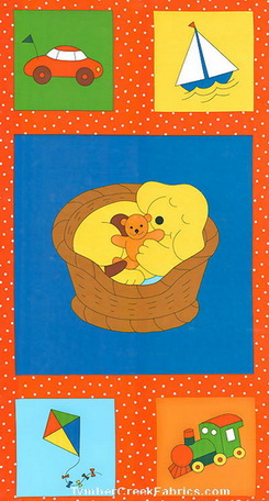Goodnight Spot Puppy Red Stars Fabric Panel