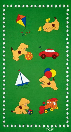 Goodnight Spot Puppy Green Fabric Panel