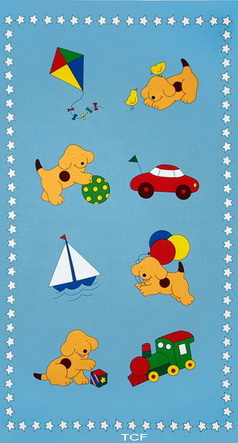 Goodnight Spot Puppy Lt. Blue Fabric Panel