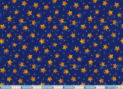 Halloween Orange Stars Shaded Royal Blue 2yds5"