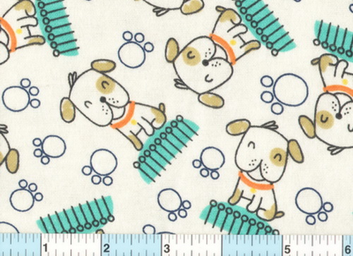 Happy Dog Paws Fence Flannel