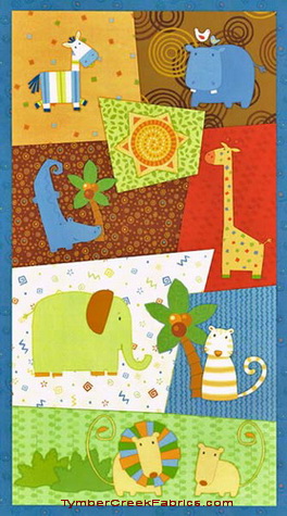 Jungle Buddies Patches Fabric Panel