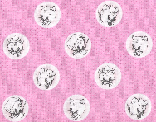 Aunt Martha's Busy Kitties Cats Pink Fabric