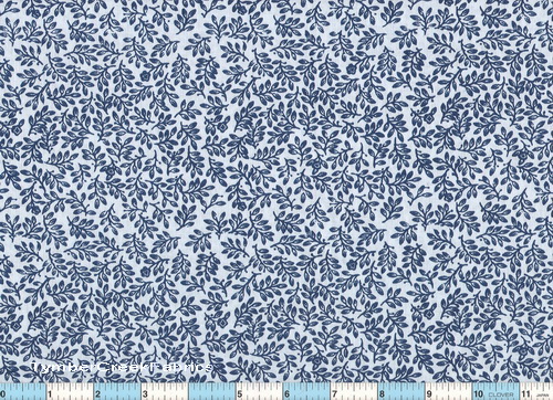 Country Blue Leaves Fabric