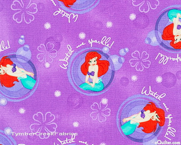 Little Mermaid Purple Bubbles Fabric