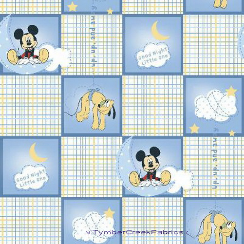 Mickey Nursery Mickey Good Night Blocks Fabric