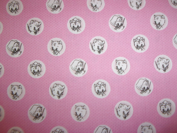 Aunt Martha's Kittens Pink Fabric 2yd23"