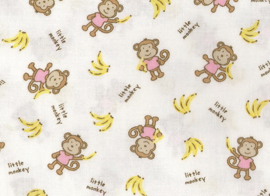 Little Monkey Bananas  1yd30" Pink