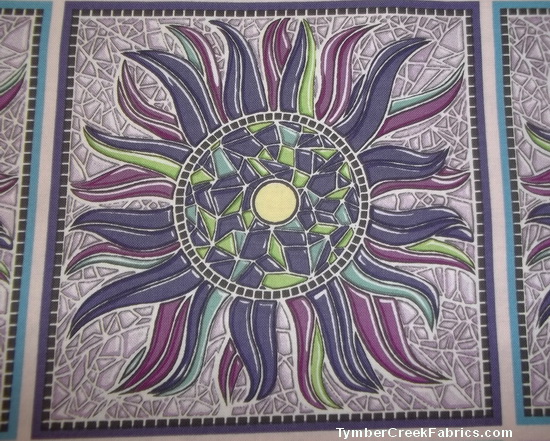 Mosaic Stained Glass Violet Blocks Fabric