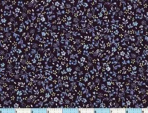 Blue White Flower Navy Stretch