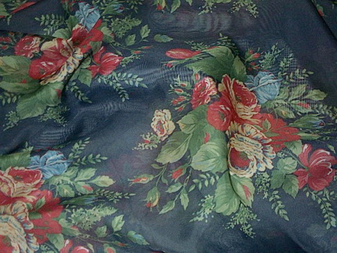 Roses Navy Sheer Home Decor
