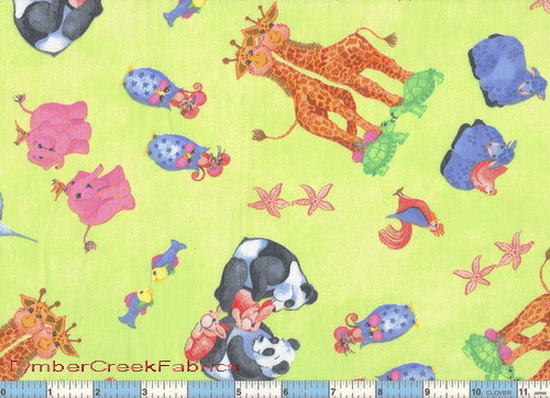 Noah 2 By 2 Giraffe Panda Elephants Lime