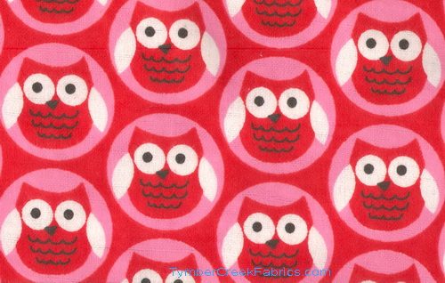 Bright Owls Red Pink Flannel