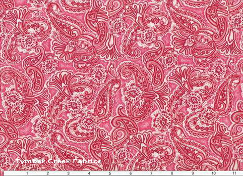 Paisley Red White Cotton Fabric