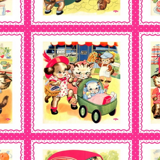 Pam Kitty Picnic Panel Blocks